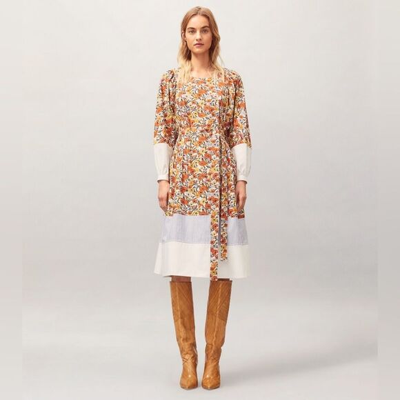 Tory Burch Printed Cotton Dress in Ivory Blossom Ditsy - GUC - Size Small - Picture 2 of 4
